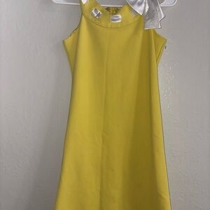 Yellow Sleeveless Dress with Silver Bow